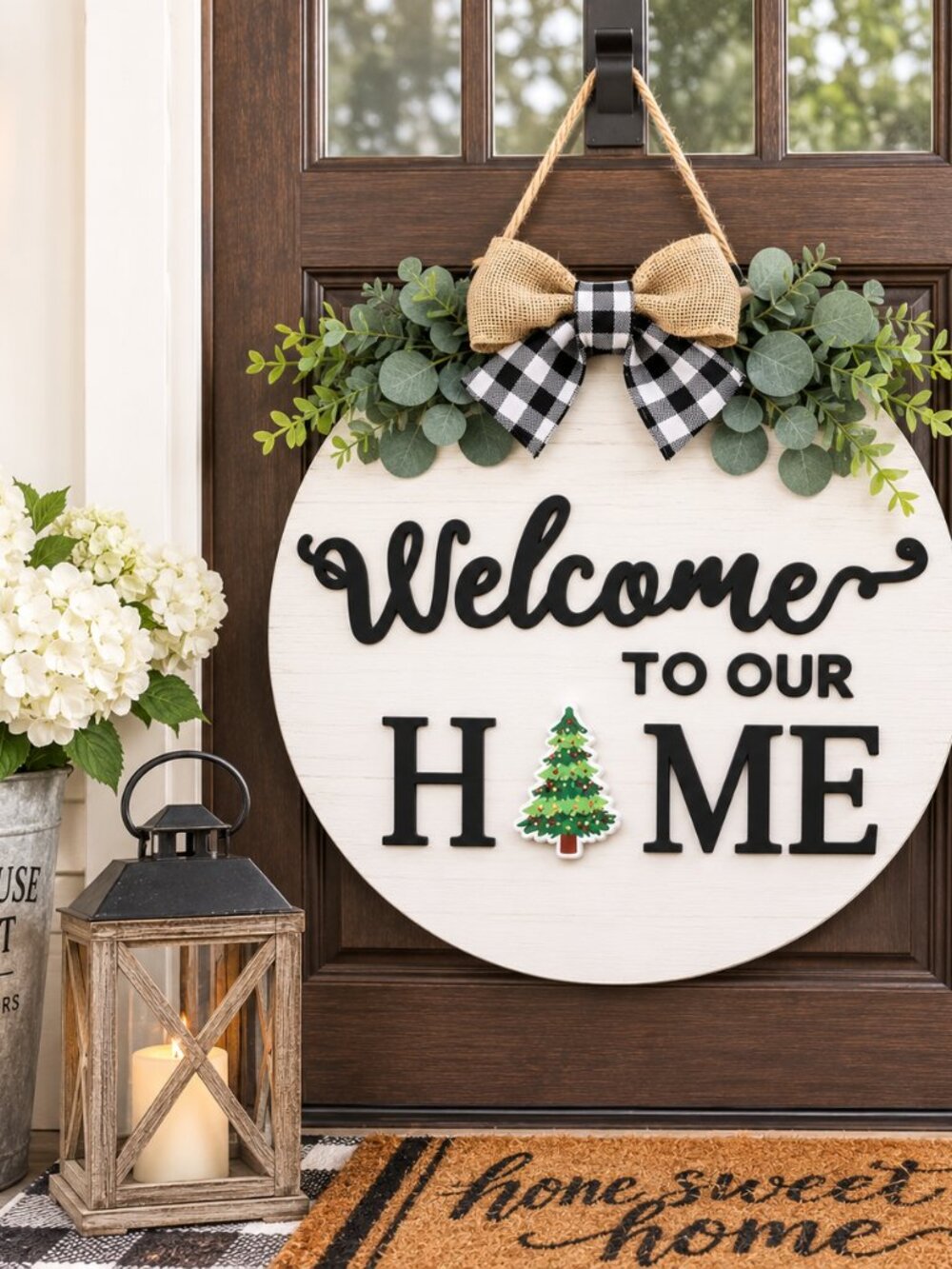 Interchangeable Welcome Sign White Wood Front Door Decor 14 Holiday Icons NIB